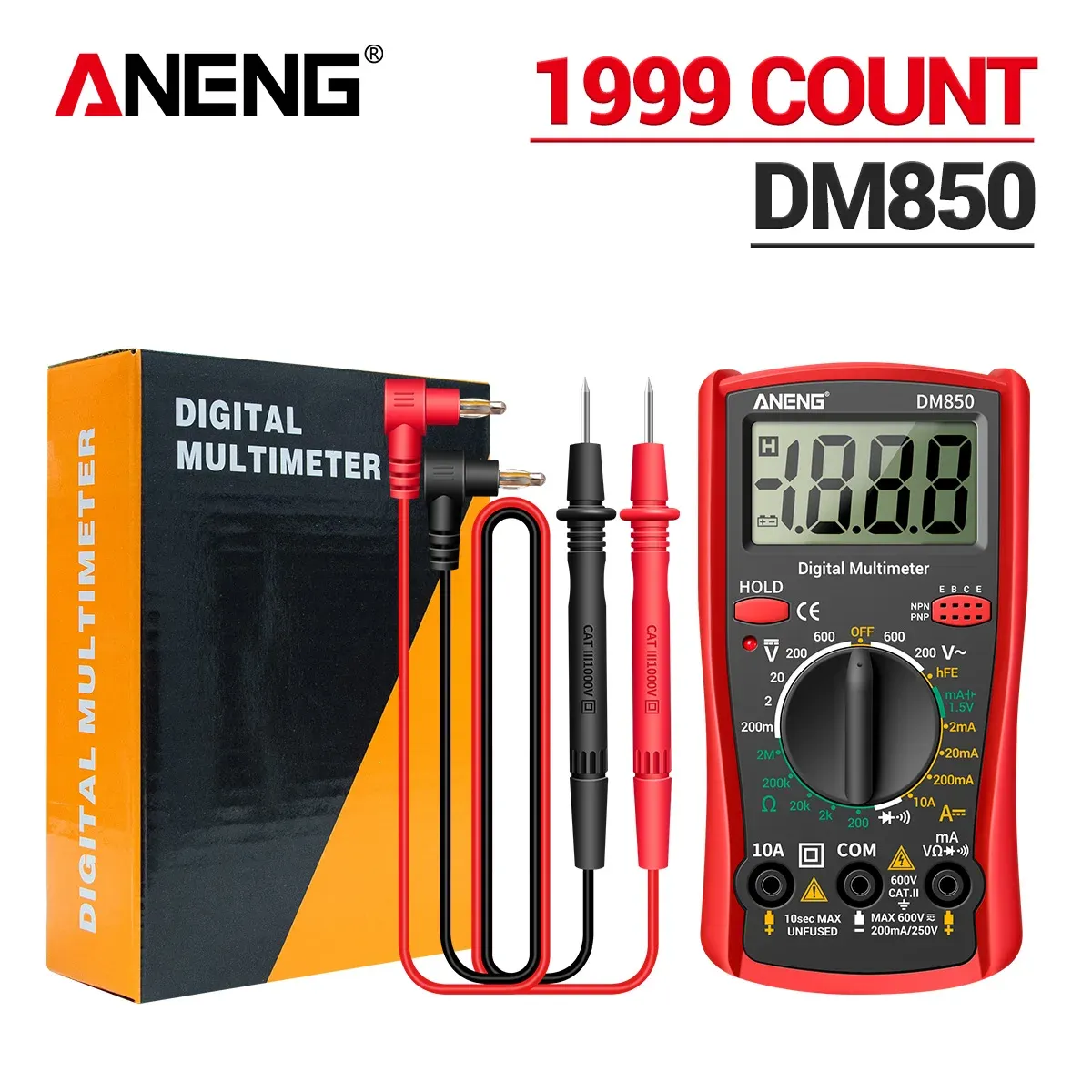 Multimètre numérique automatique professionnel ANENG DM850, 1999 points, testeur de tension AC/DC, ohmmètre et ampèremètre 7