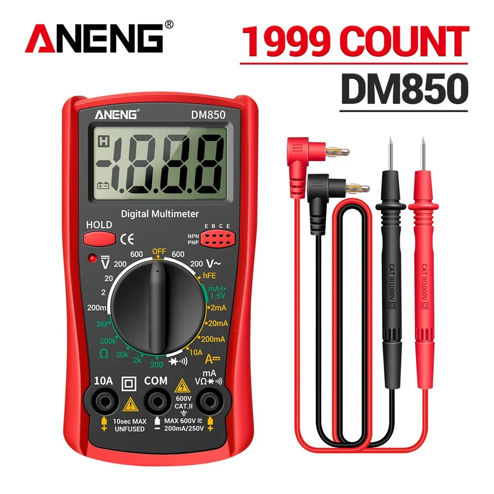 Multimètre numérique automatique professionnel ANENG DM850, 1999 points, testeur de tension AC/DC, ohmmètre et ampèremètre 8