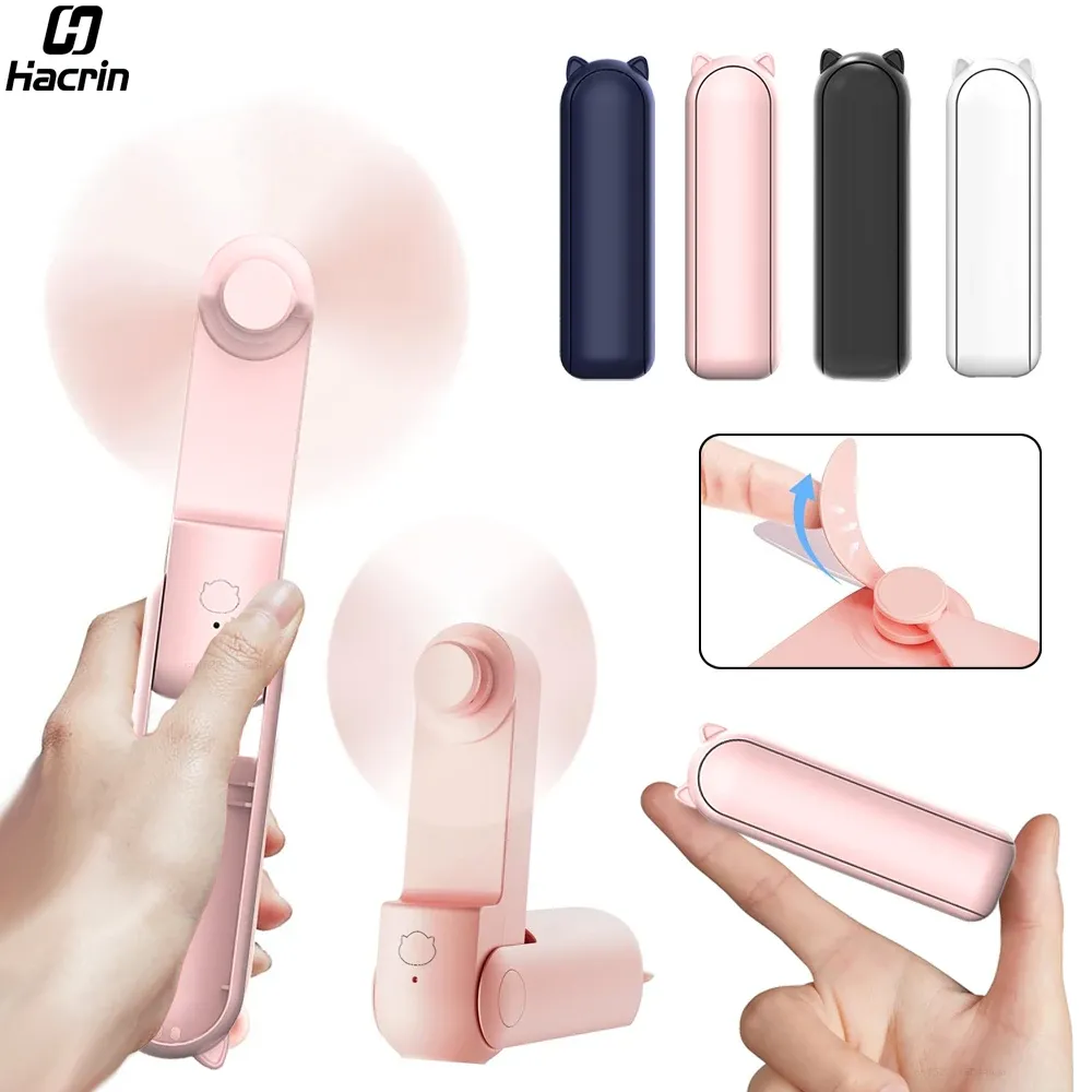 Mini ventilateur de poche portable, 2000 mAh, rechargeable par USB, pliable, pour l'extérieur