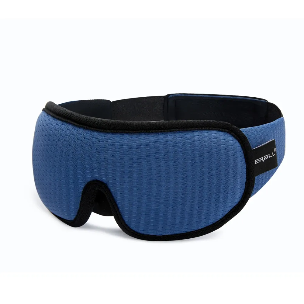 Masque de sommeil 3D bleu occultant, doux pour les yeux, bandeau aide au sommeil 6