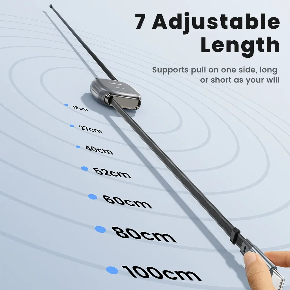 Câble rétractable USB-C vers USB-C 100 W, transfert de données 480 Mbps, charge rapide, format compact pour iPhone 16, iPhone 15 Pro Max et Samsung 3
