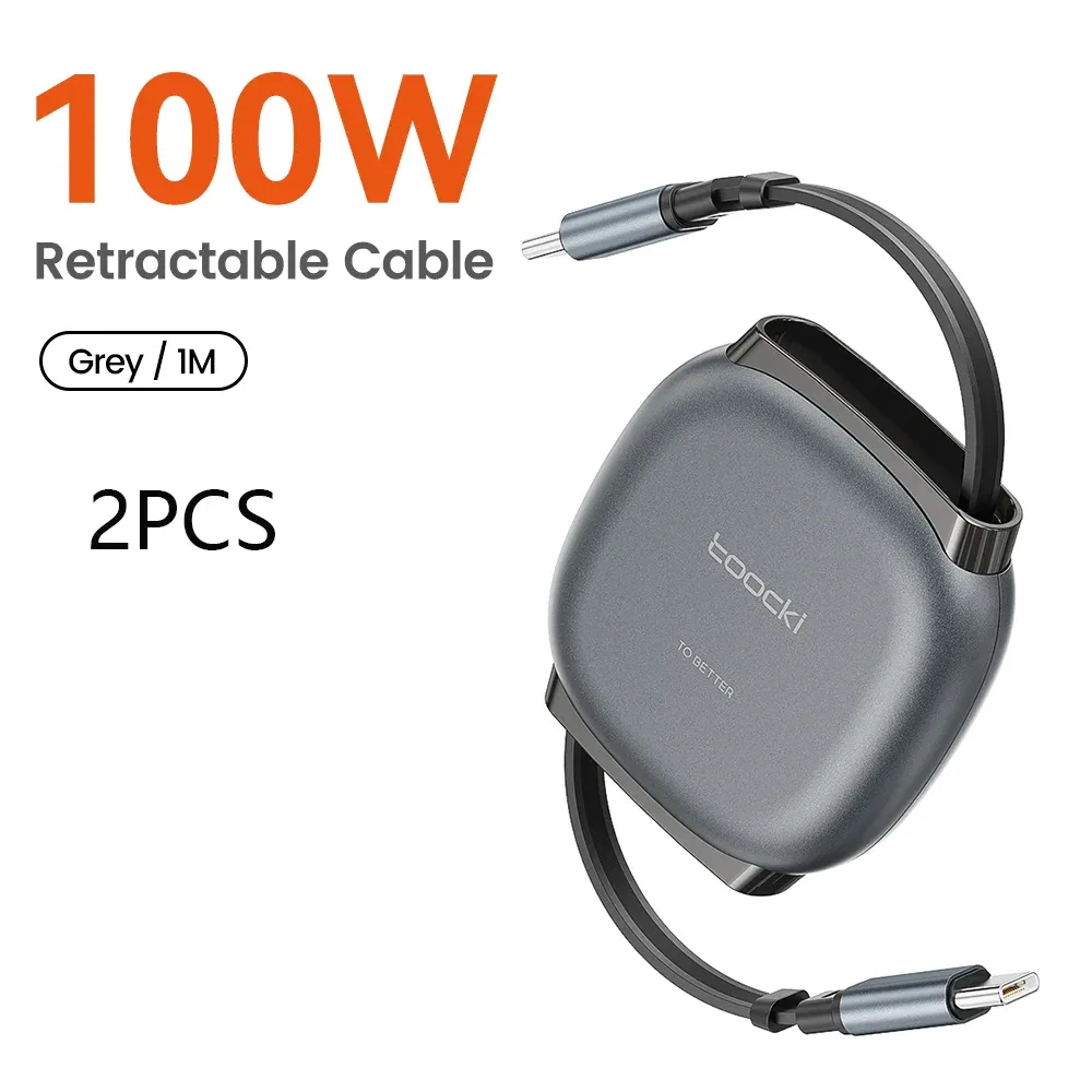 Câble rétractable USB-C vers USB-C 100 W, transfert de données 480 Mbps, charge rapide, format compact pour iPhone 16, iPhone 15 Pro Max et Samsung 8