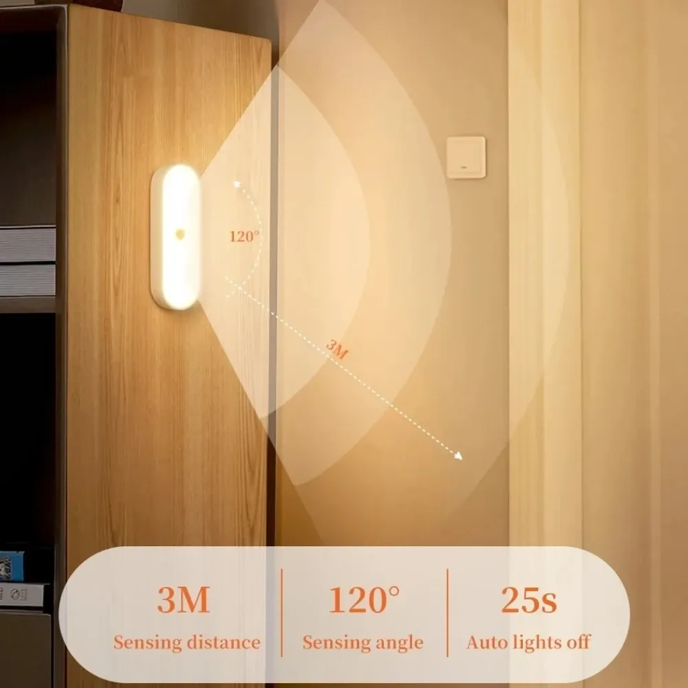 Veilleuse LED sans fil à détecteur de mouvement, rechargeable par USB et magnétique 4
