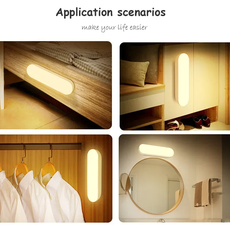 Veilleuse LED sans fil à détecteur de mouvement, rechargeable par USB et magnétique 6