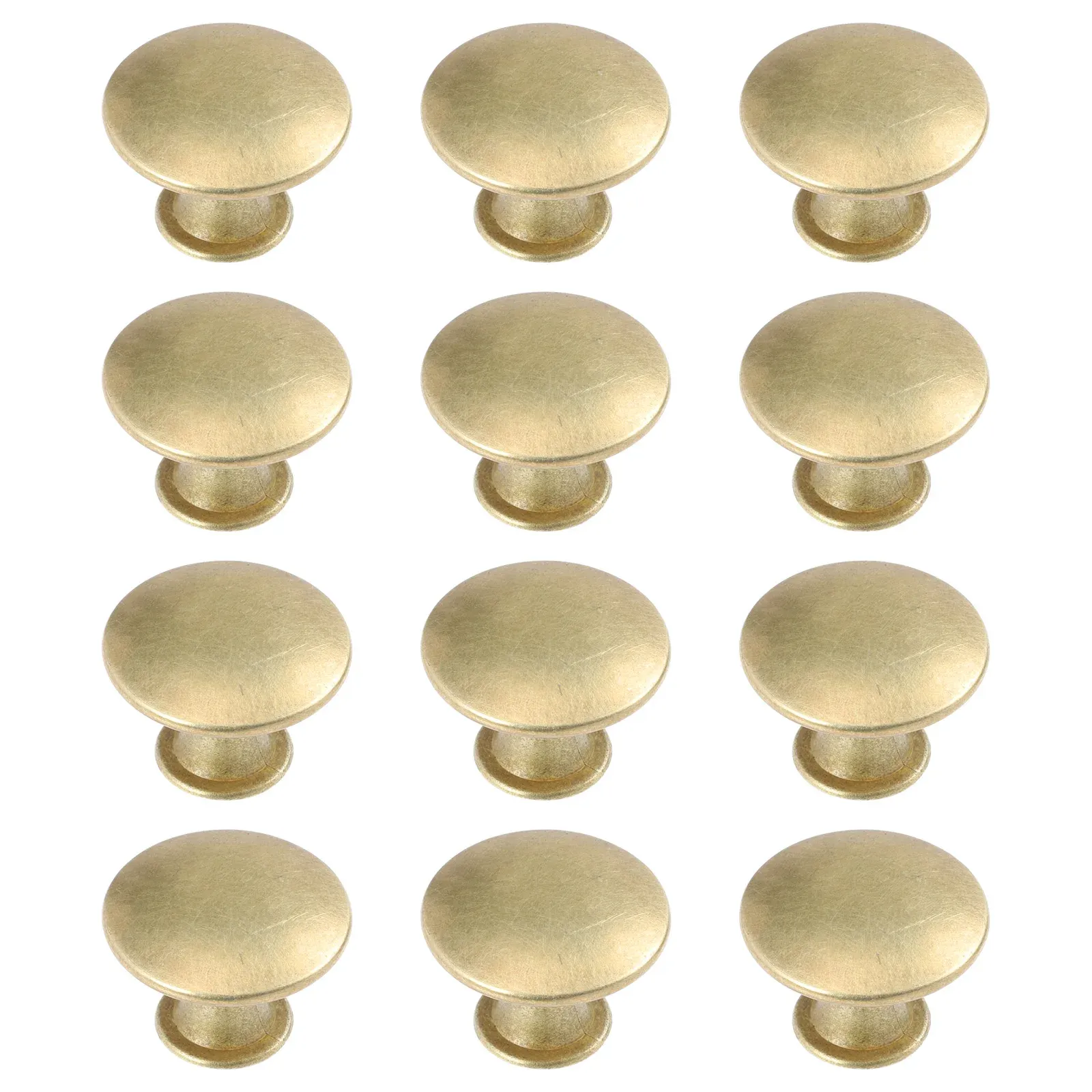 Lot de 12 boutons ronds finition or cuivré pour meubles de cuisine et d'armoire 1