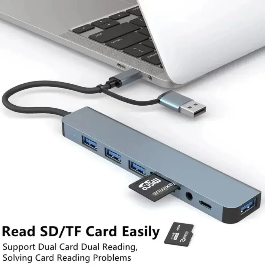 Hub USB-C connecté à un ordinateur portable