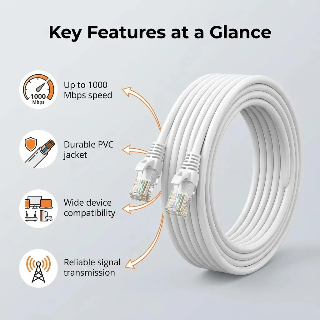 Câble Ethernet installé pour une connexion réseau