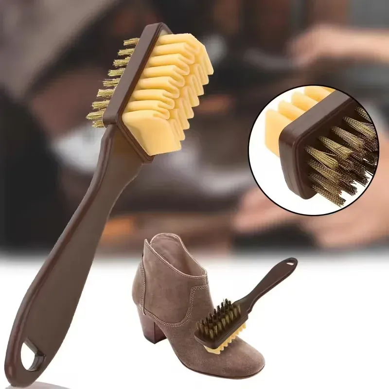 Brosse 2-en-1 pour daim et chaussures avec gomme, idéale pour bottes, entretien du cuir nubuck et des cuirs synthétiques, outil de nettoyage efficace double face - Image 1