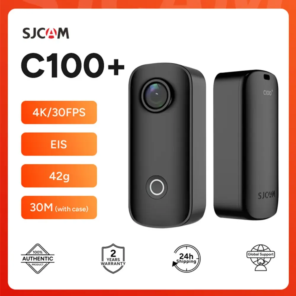 SJCAM C100 Plus Caméra d'action 4K 30 M étanche, Wi-Fi 2,4 GHz, stabilisation EIS, pour sports d'action, casque de vélo et moto - Image 1