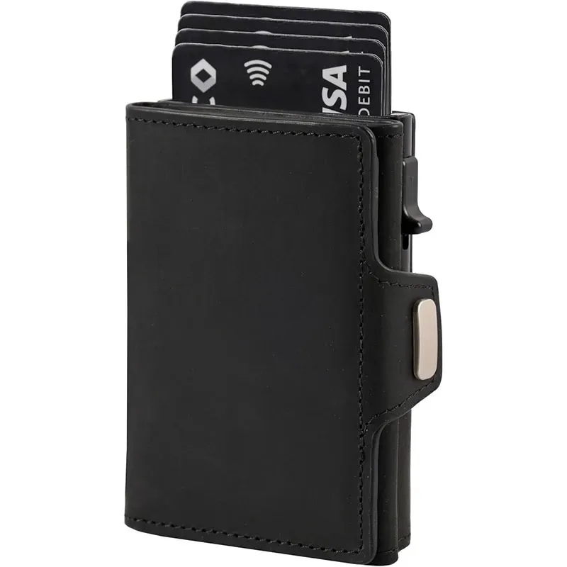 Portefeuille fin pour homme en cuir avec protection RFID, design minimaliste, porte-cartes, compartiment billets et poche à monnaie, idéal pour les voyages et le quotidien 10