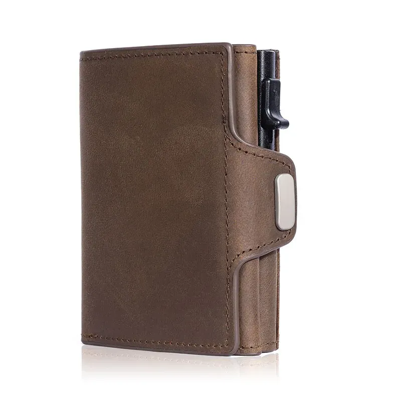 Portefeuille fin pour homme en cuir avec protection RFID, design minimaliste, porte-cartes, compartiment billets et poche à monnaie, idéal pour les voyages et le quotidien 8