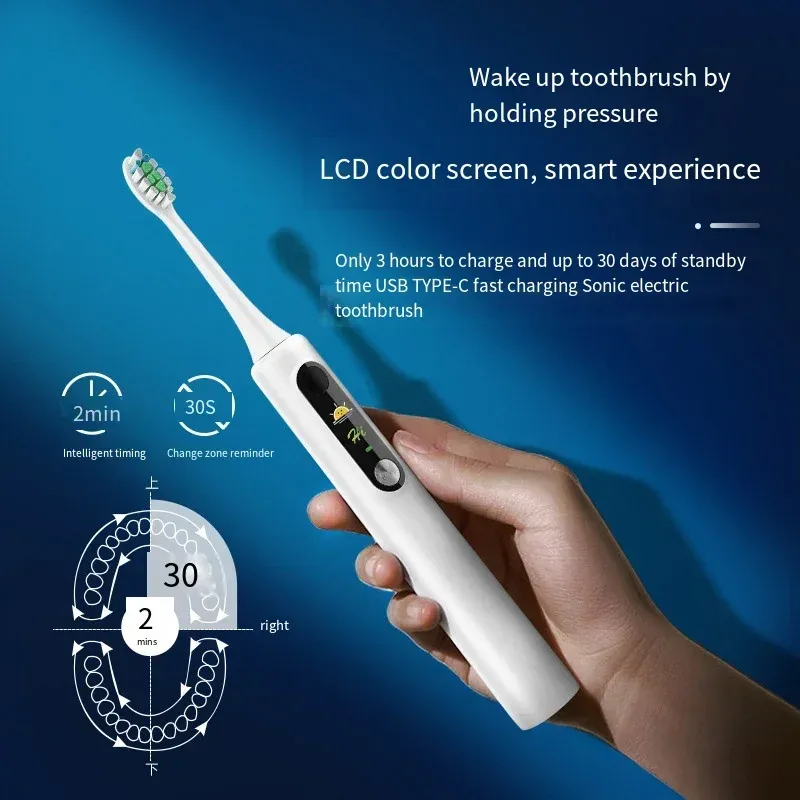 Brosse à dents électrique sonique SOOENJOY avec écran LCD intelligent, modes de nettoyage multiples, usage adulte, modèle NB-1 3