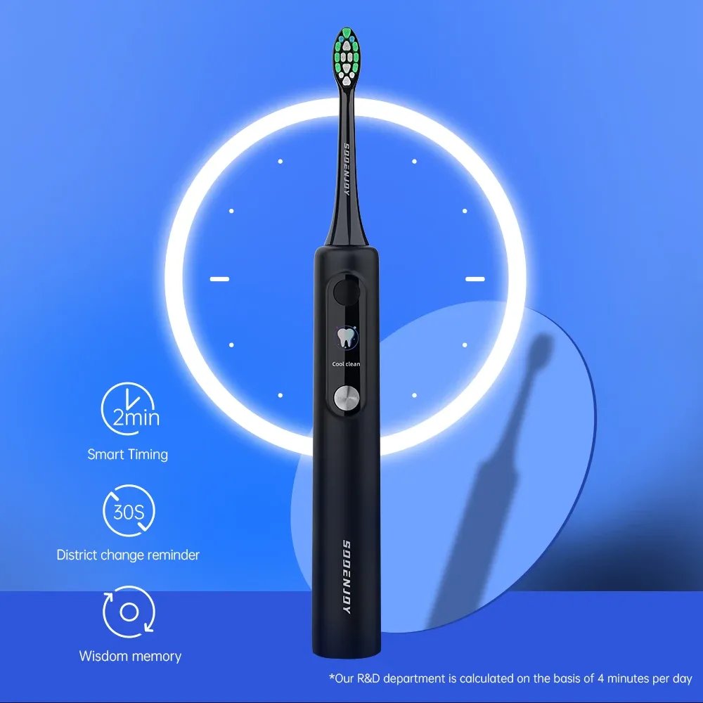 Brosse à dents électrique sonique SOOENJOY avec écran LCD intelligent, modes de nettoyage multiples, usage adulte, modèle NB-1 6