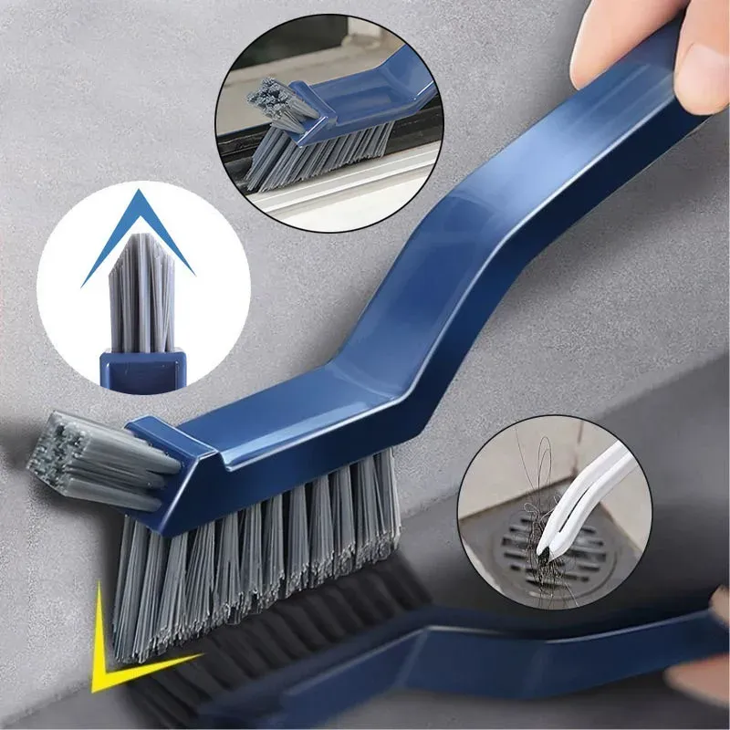 Brosse de nettoyage polyvalente 2 en 1 pour salle de bains, cuisine et rainures de fenêtre