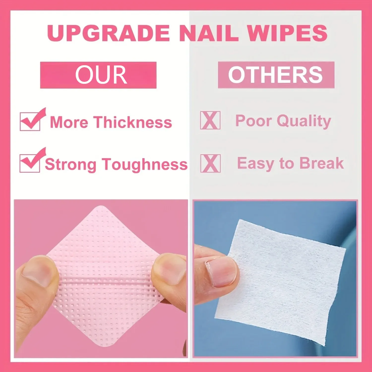 Lingettes Nettoyantes Sans Peluches 20/600 pour Ongles, Tampons Dissolvants de Vernis Sans Aluminium, Outil de Soin et de Nettoyage 3