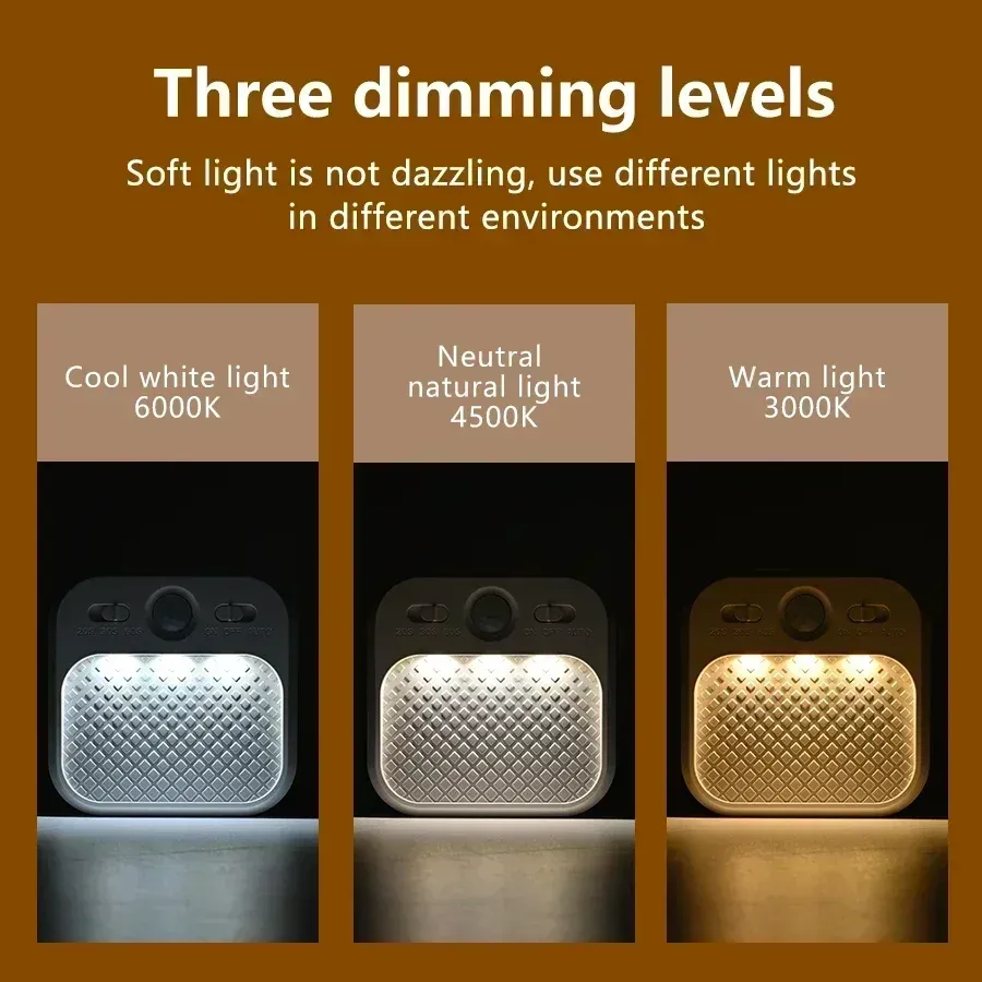 Lot de 1 à 4 veilleuses LED rechargeables avec détecteur de mouvement, fixation adhésive et aimantée, idéales pour chambre, cuisine, escalier, couloir et placard 4