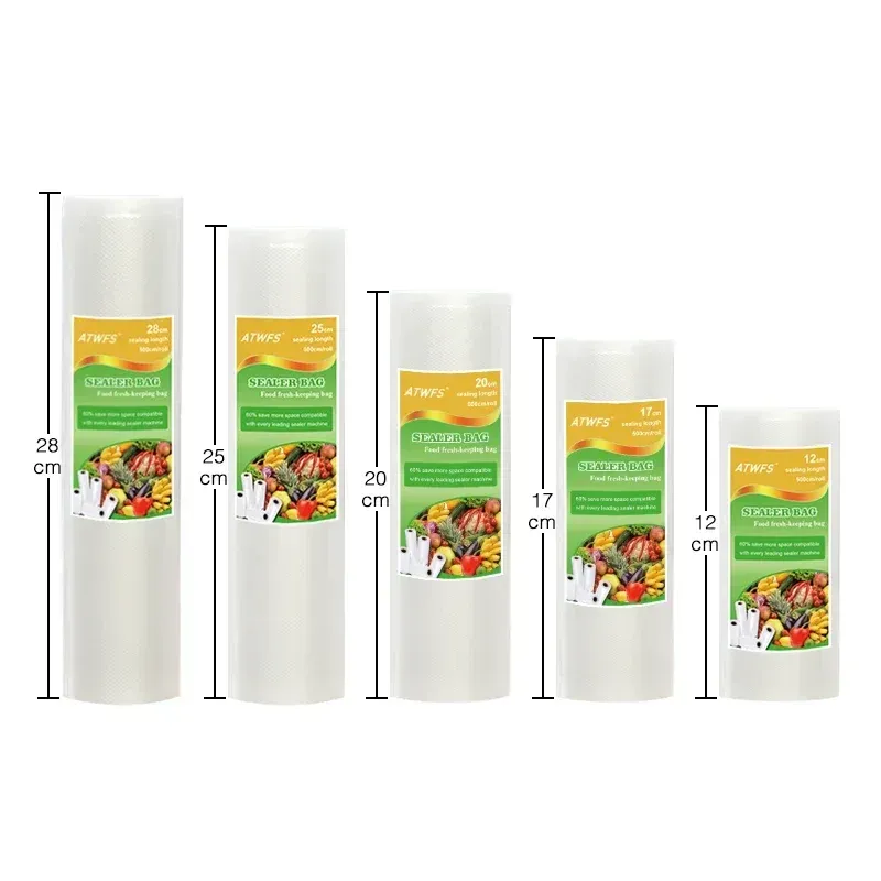 Rouleau de sacs sous vide pour emballage alimentaire, 12, 17, 20, 25 et 28 cm x 500 cm 4