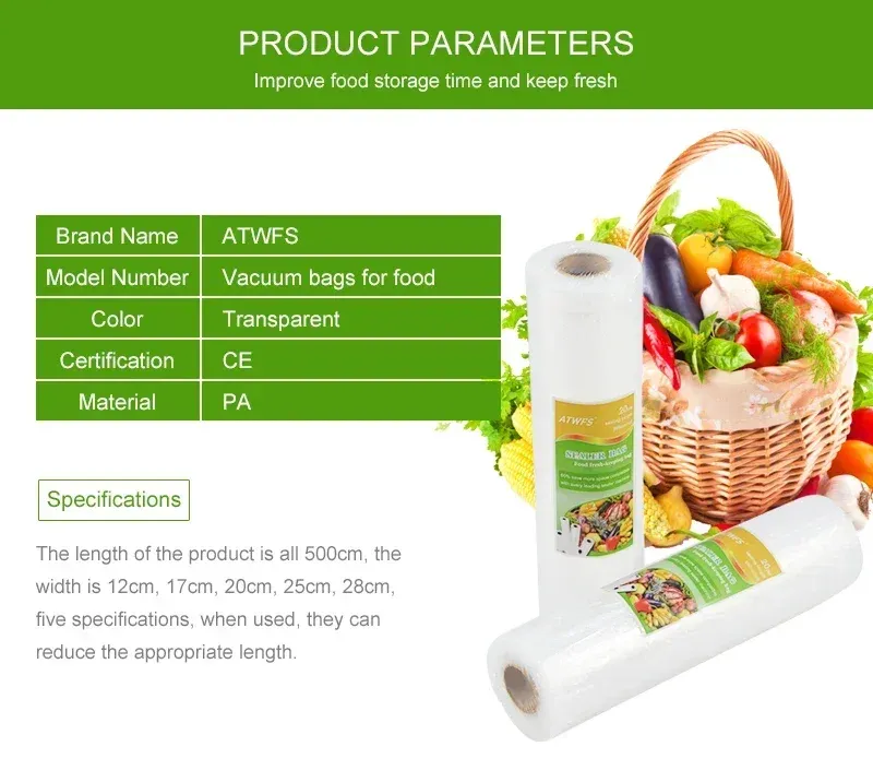 Sacs sous vide pour la conservation des aliments