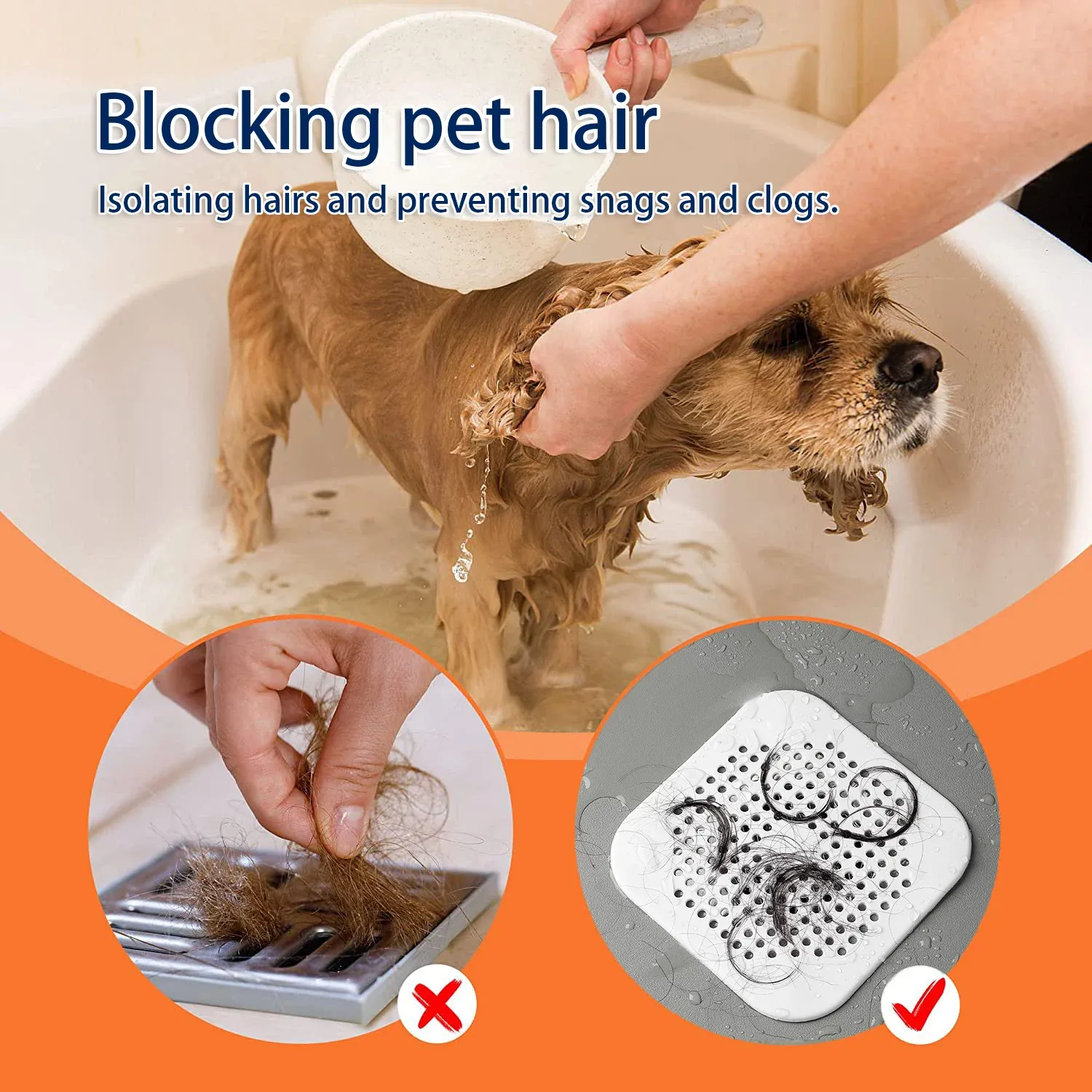 Bouchon de vidange plat en silicone avec filtre à cheveux pour douche et baignoire 5