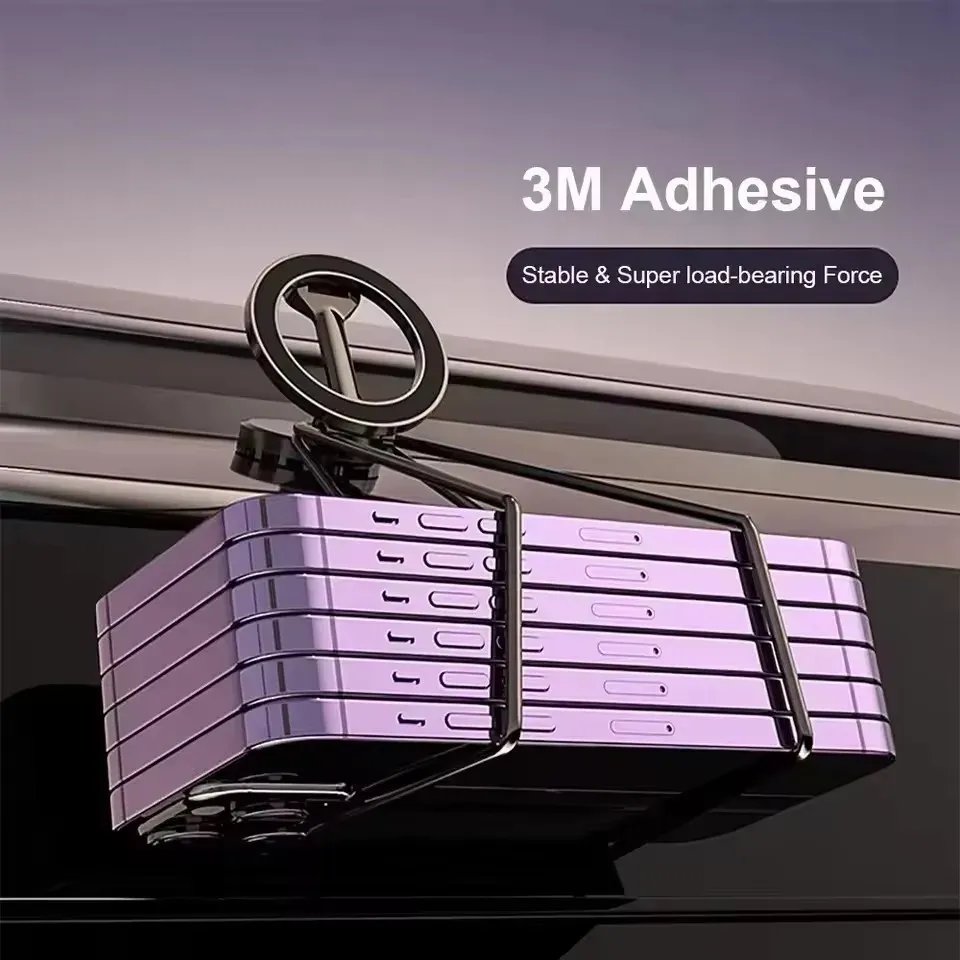 Support magnétique pliable pour téléphone portable de voiture compatible MagSafe, rotation à 360°, réglable, pour iPhone 17, Huawei et Xiaomi 3