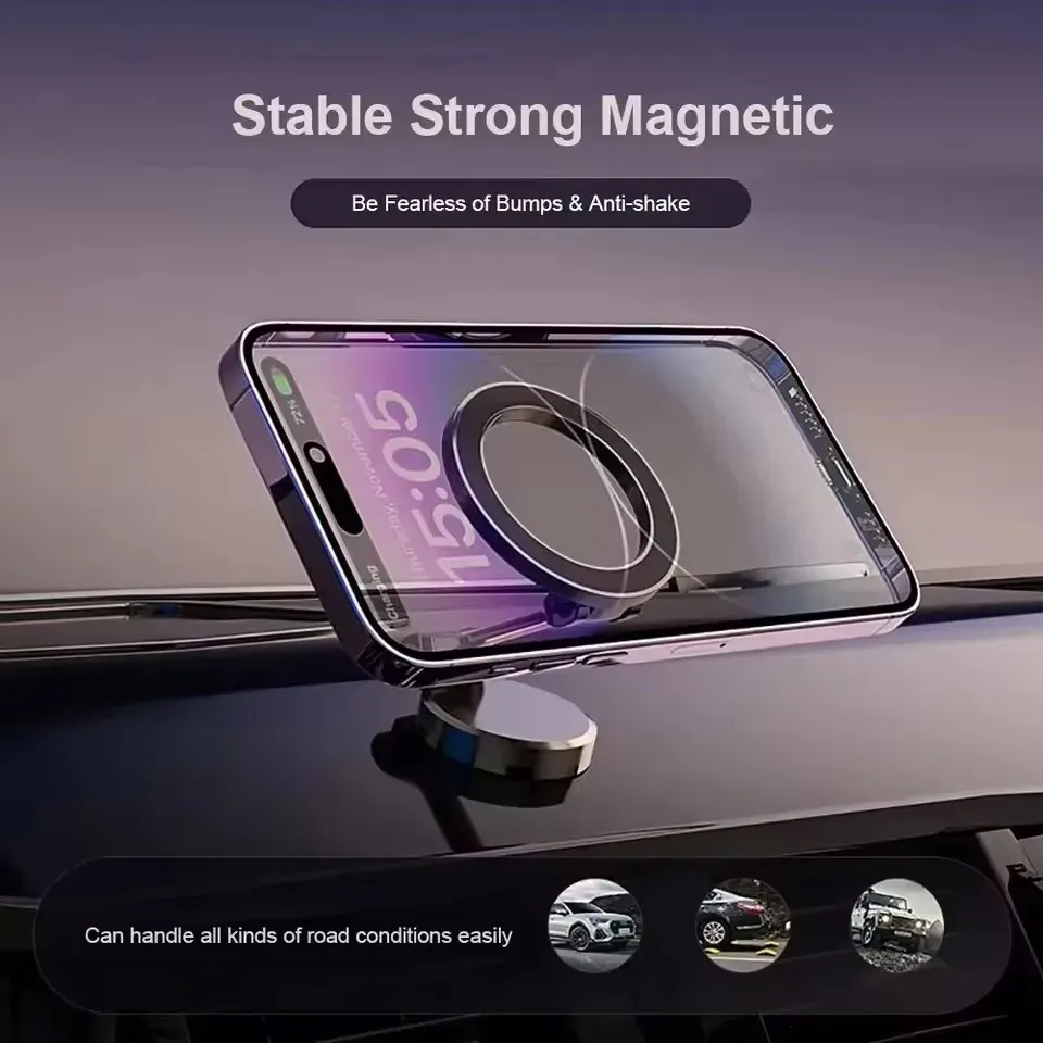 Support magnétique pliable pour téléphone portable de voiture compatible MagSafe, rotation à 360°, réglable, pour iPhone 17, Huawei et Xiaomi 2