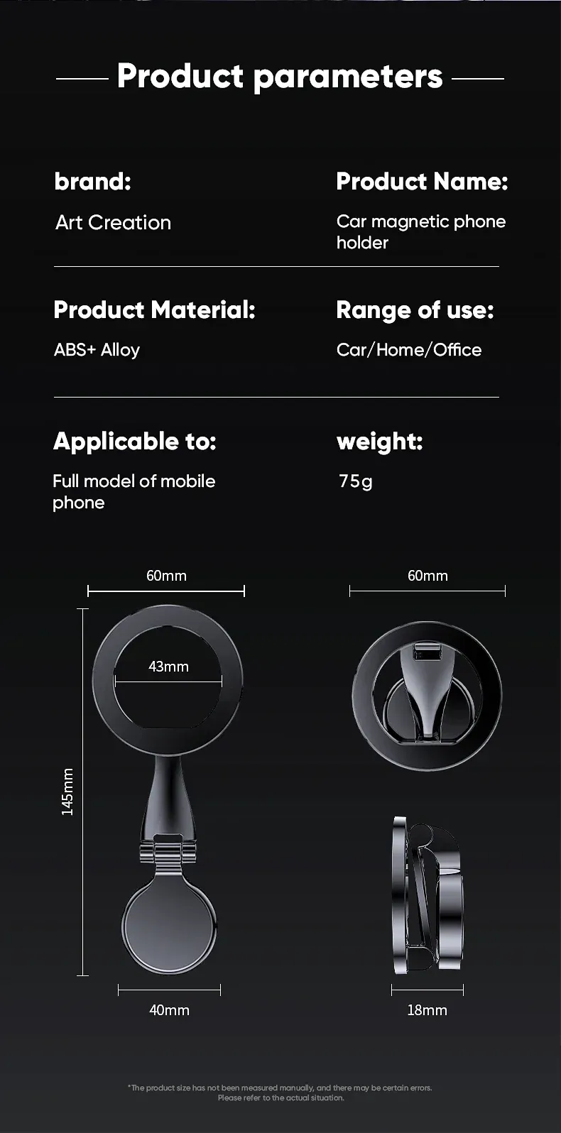 Support magnétique pour voiture, ambiance habitacle