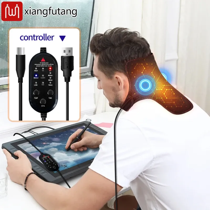 Ceinture de massage chauffante électrique pour le cou, 3 niveaux de température réglables 5