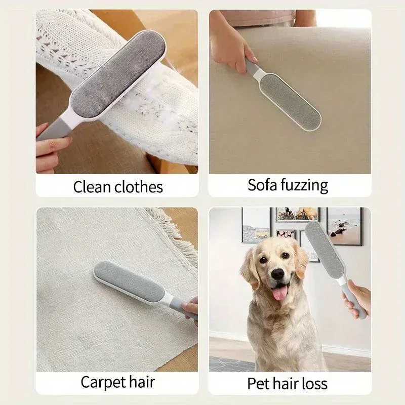 Épilateur double face pour animaux de compagnie, brosse à poils électrostatique manuelle pour chat, vêtements, canapé, meubles et tapis 3
