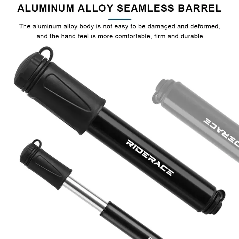 Pompe à air portable RIDERACE pour vélo, mini pompe haute pression à main compatible valves Schrader et Presta, pour VTT et vélo de route 3