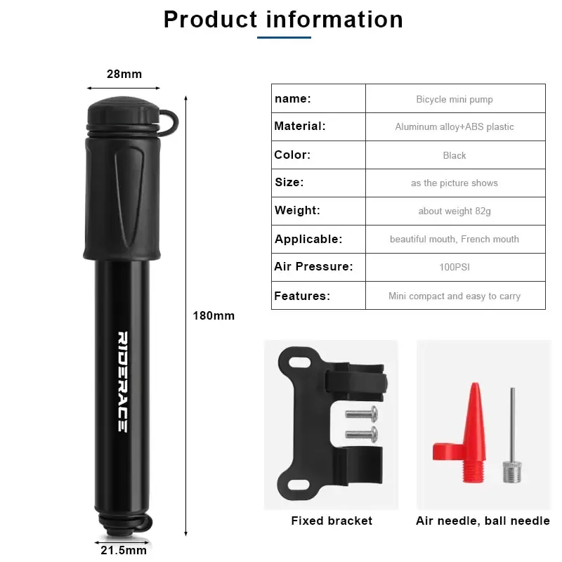 Pompe à vélo portable haute pression, vue 1