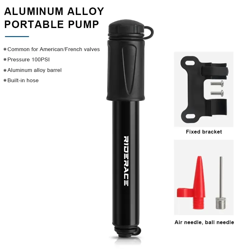 Pompe à air portable RIDERACE pour vélo, mini pompe haute pression à main compatible valves Schrader et Presta, pour VTT et vélo de route 7