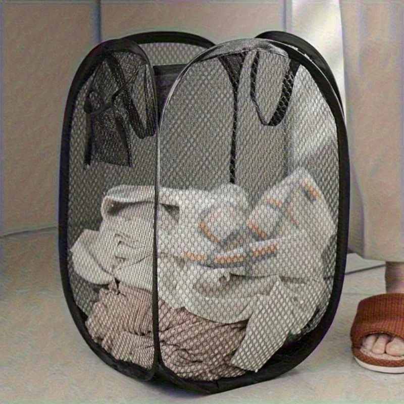Panier à linge pliable en maille Pop-up, portable, pour un rangement facile du linge sale, des chaussettes et des jouets - Image 1