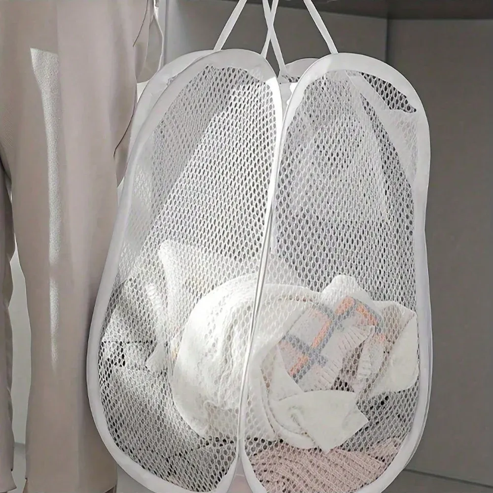 Panier à linge pliable en maille Pop-up, portable, pour un rangement facile du linge sale, des chaussettes et des jouets 2