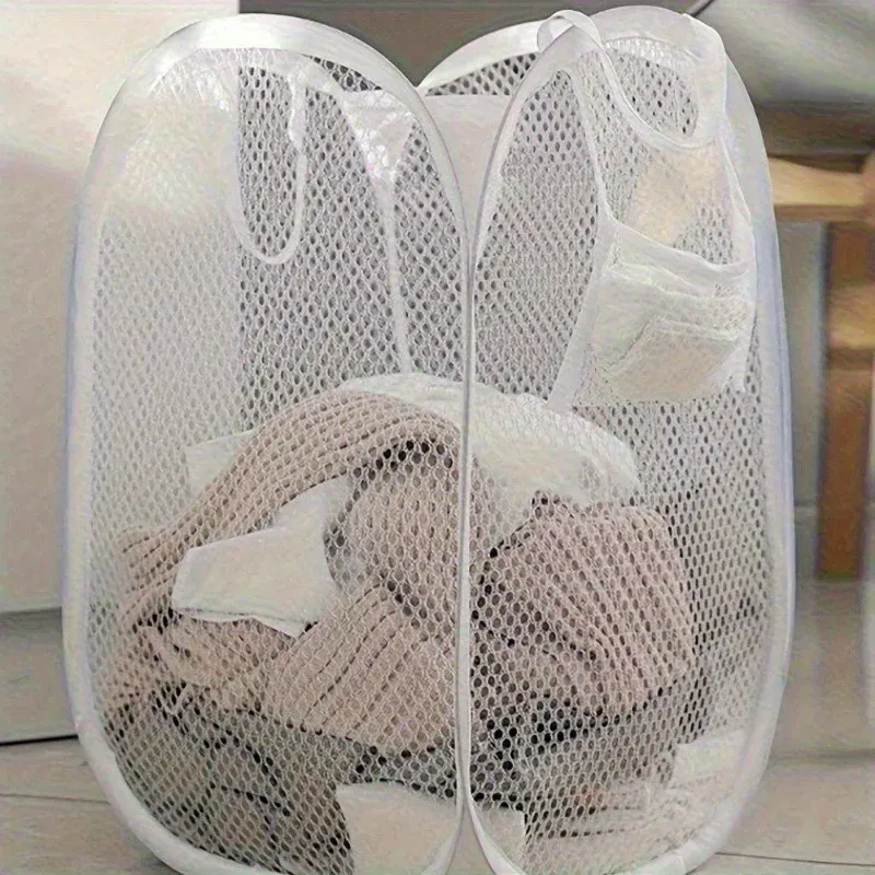 Panier à linge pliable en maille, finition