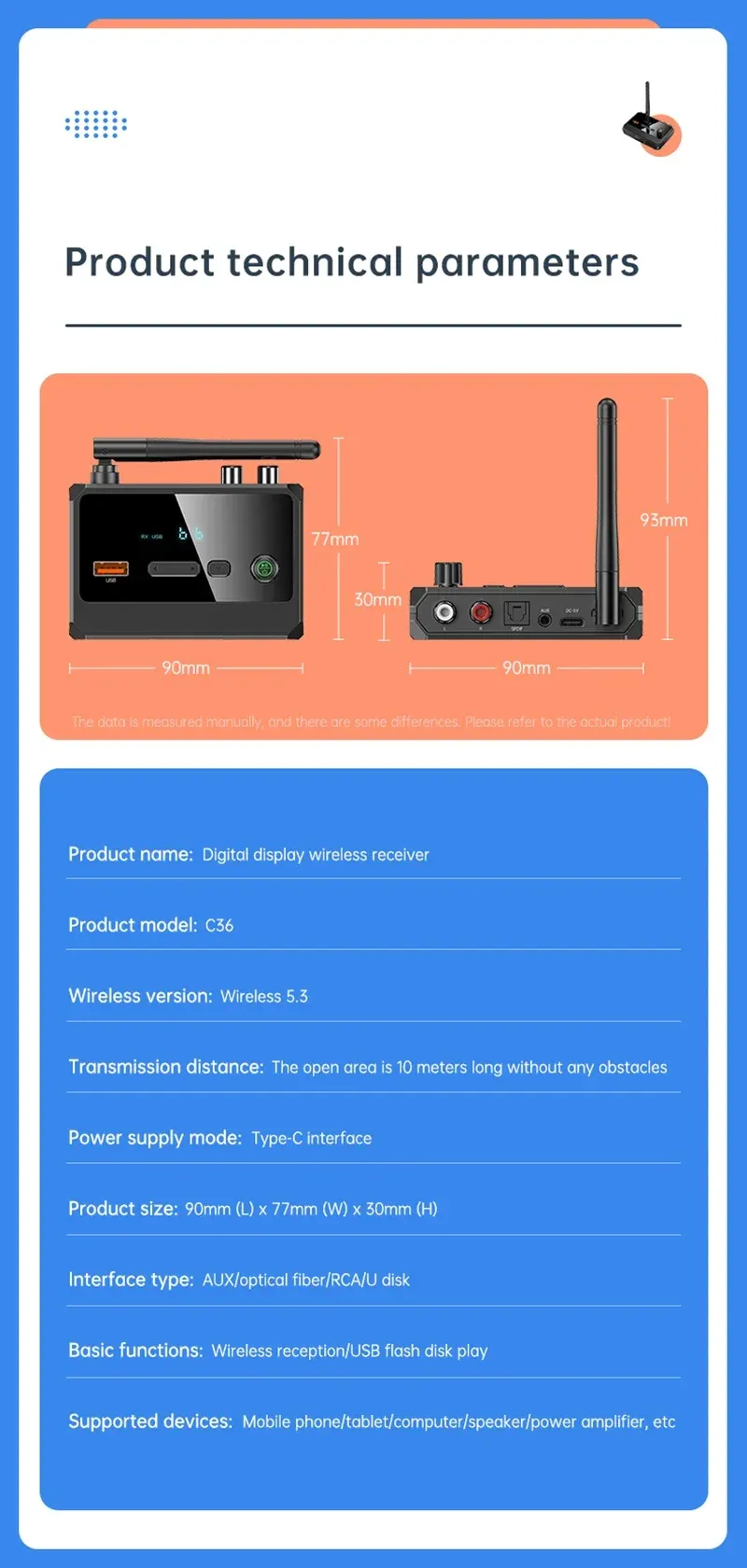 Récepteur audio Bluetooth NDavid, finitions