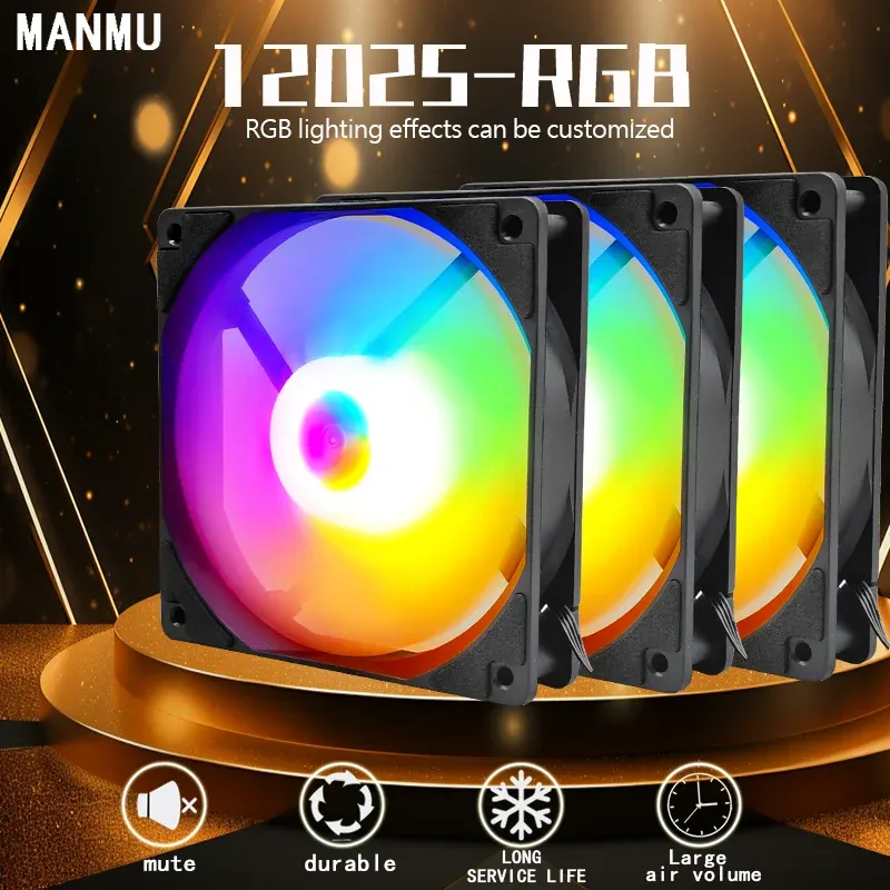 Ventilateur d'ordinateur RGB arc-en-ciel 120 mm, ventilateur de PC gaming haute performance à refroidissement optimisé - Image 1