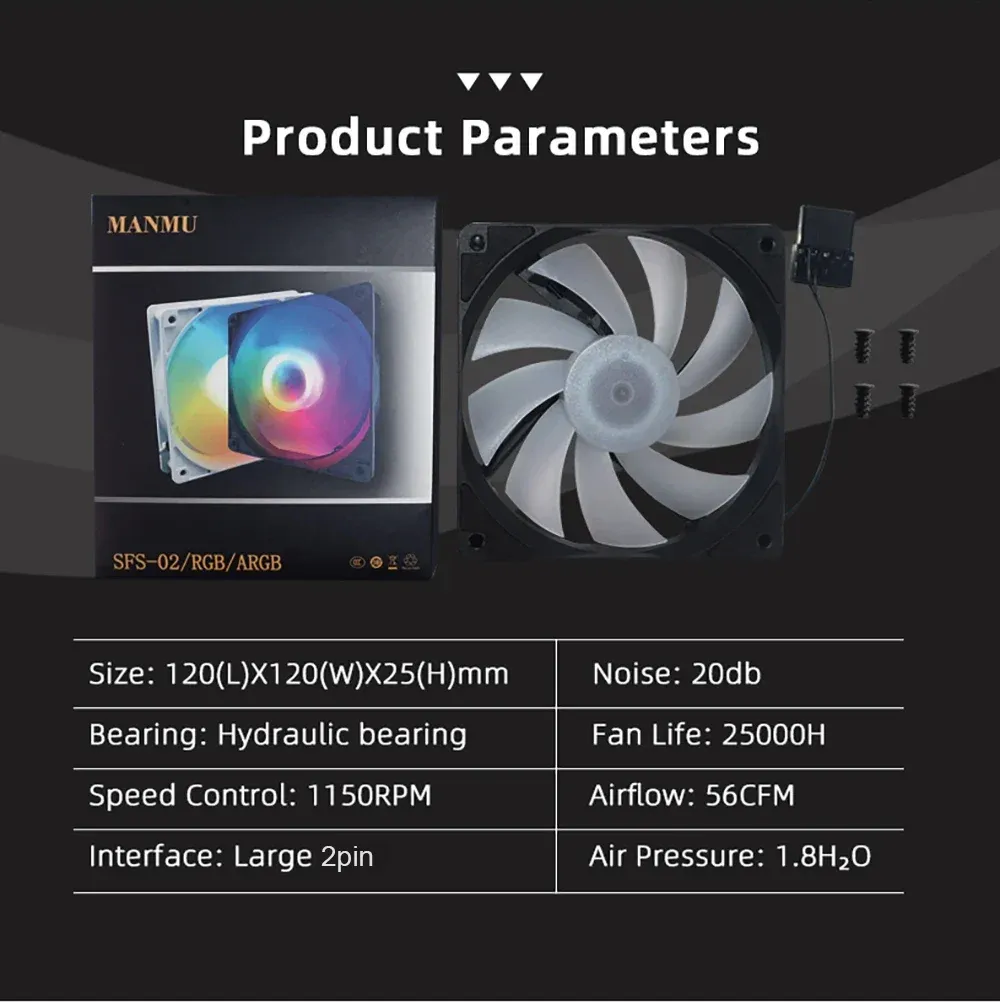 Ventilateur RGB Manmu, ambiance lumineuse