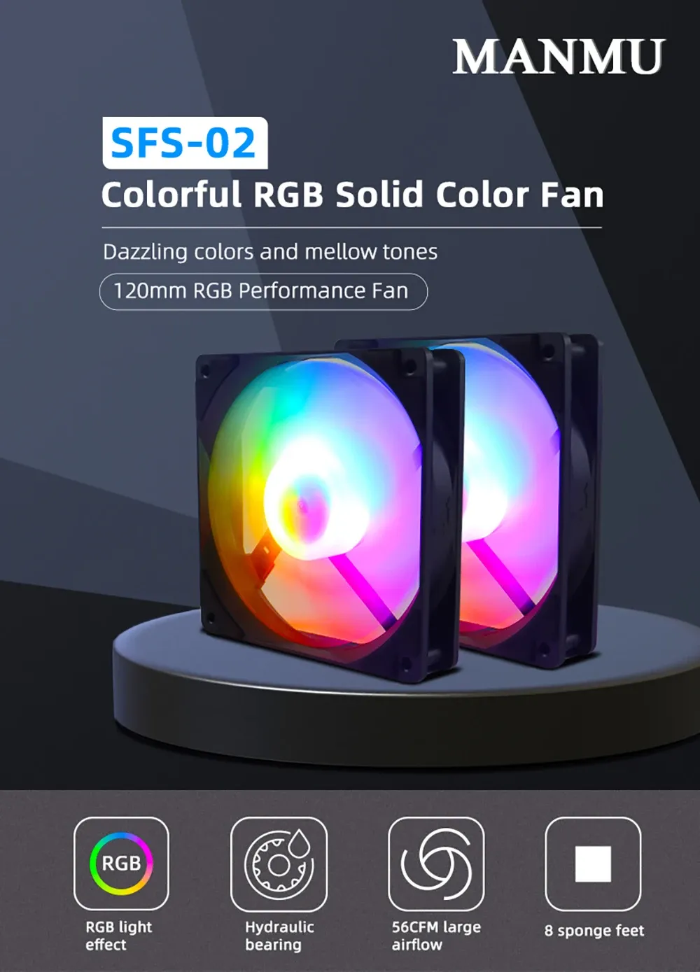 Ventilateur RGB Manmu, ambiance lumineuse