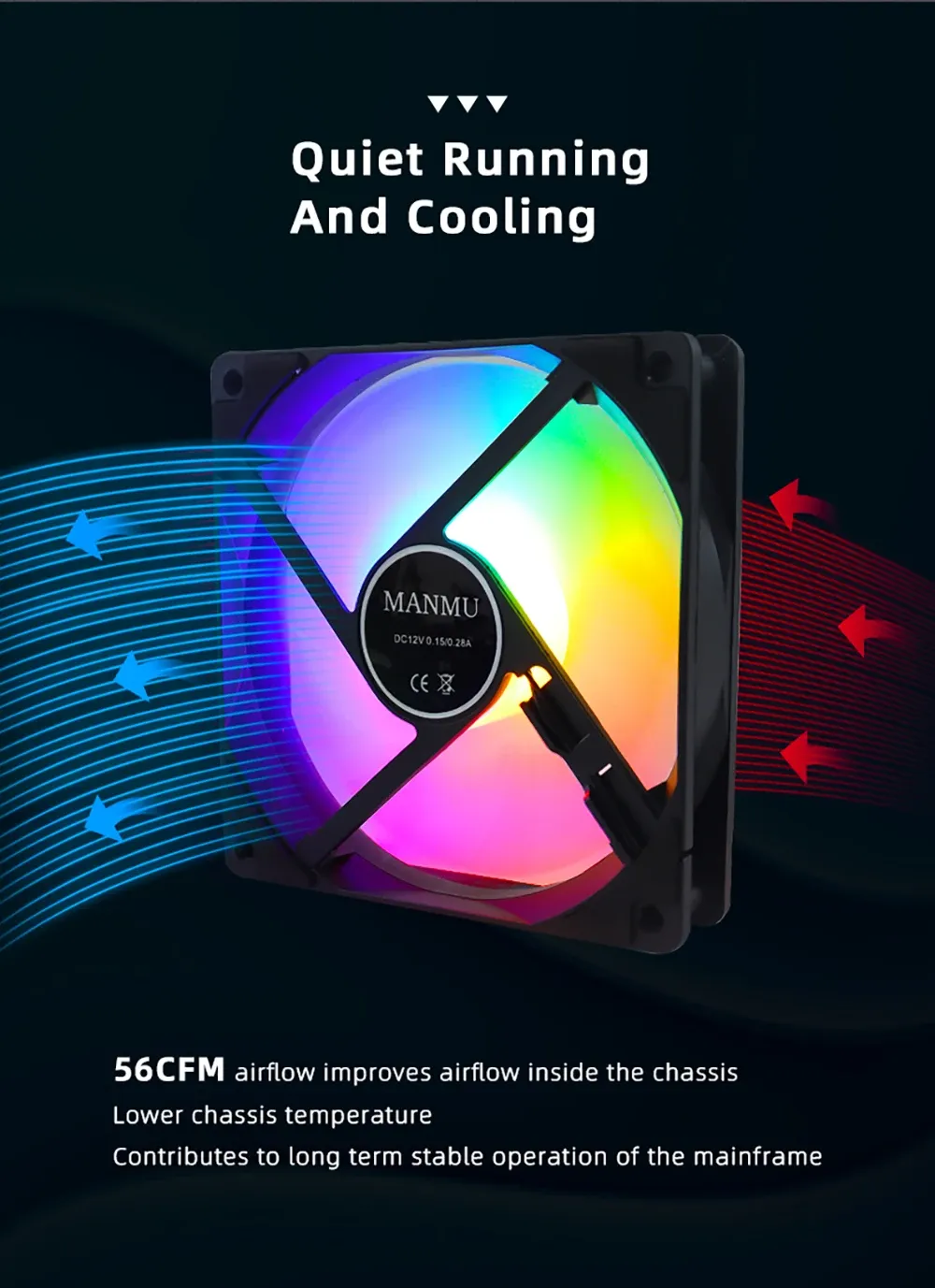 Ventilateur RGB Manmu, ambiance lumineuse