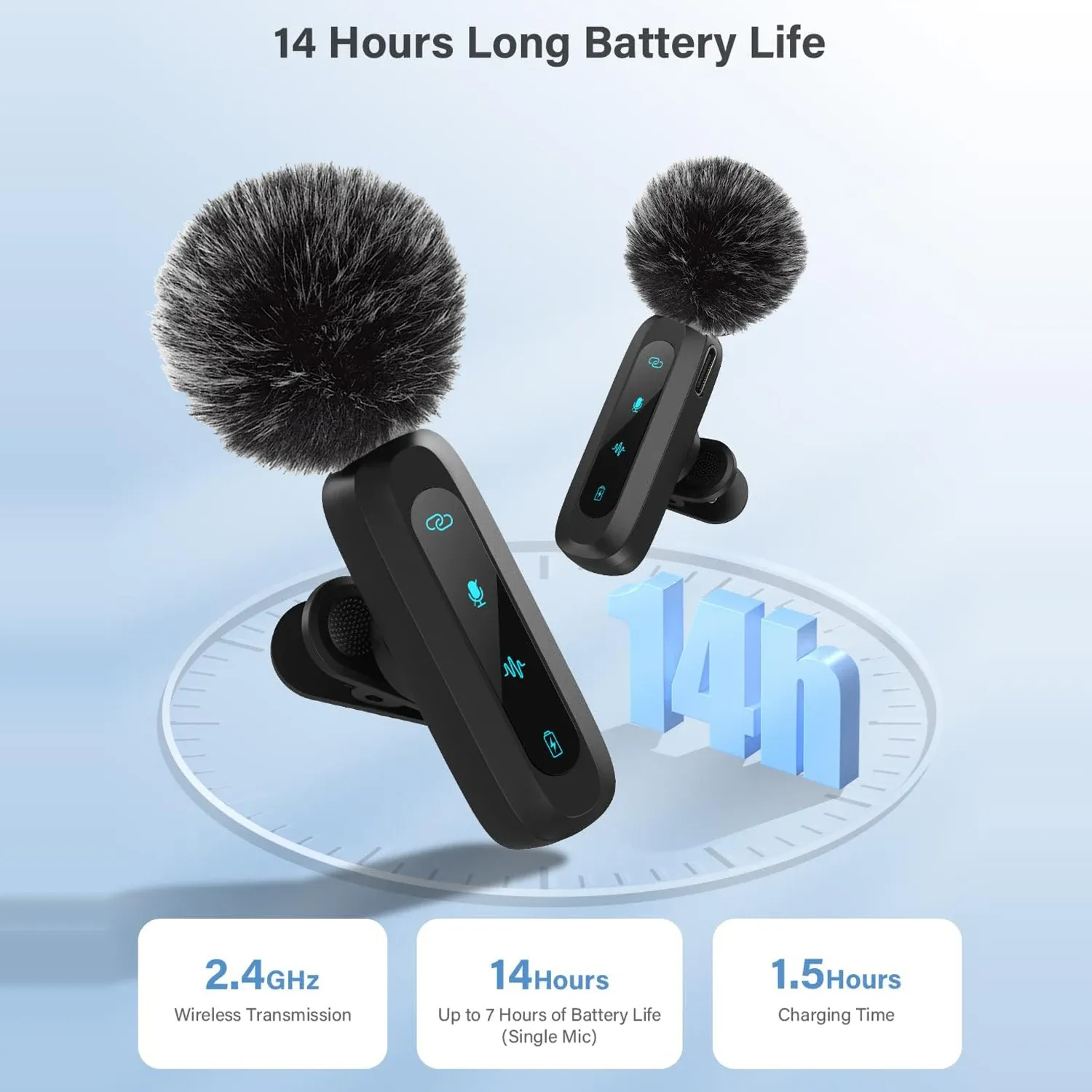 Microphone cravate compact et durable à longue autonomie, connecteur Type-C, pour production vidéo, diffusion en direct et interviews 3