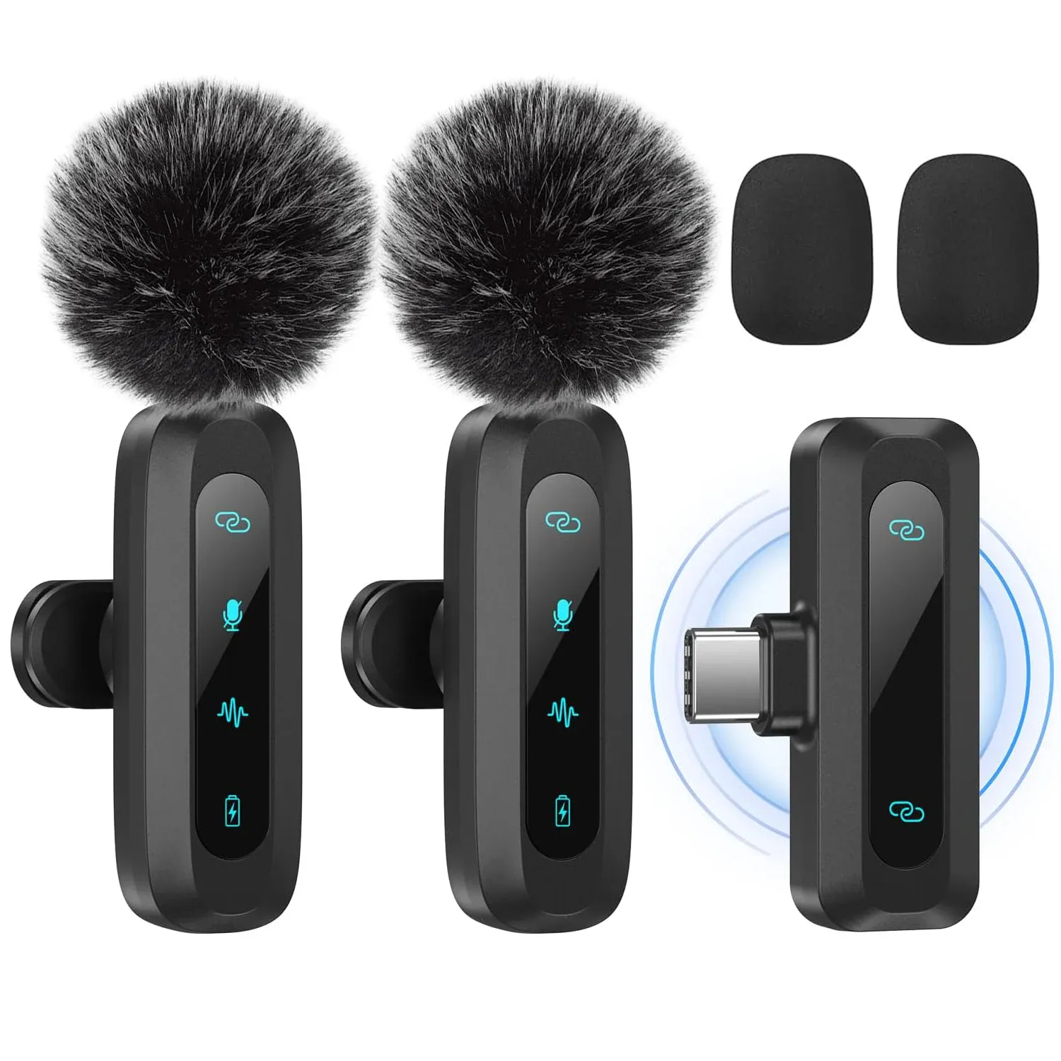 Microphone cravate compact et durable à longue autonomie, connecteur Type-C, pour production vidéo, diffusion en direct et interviews