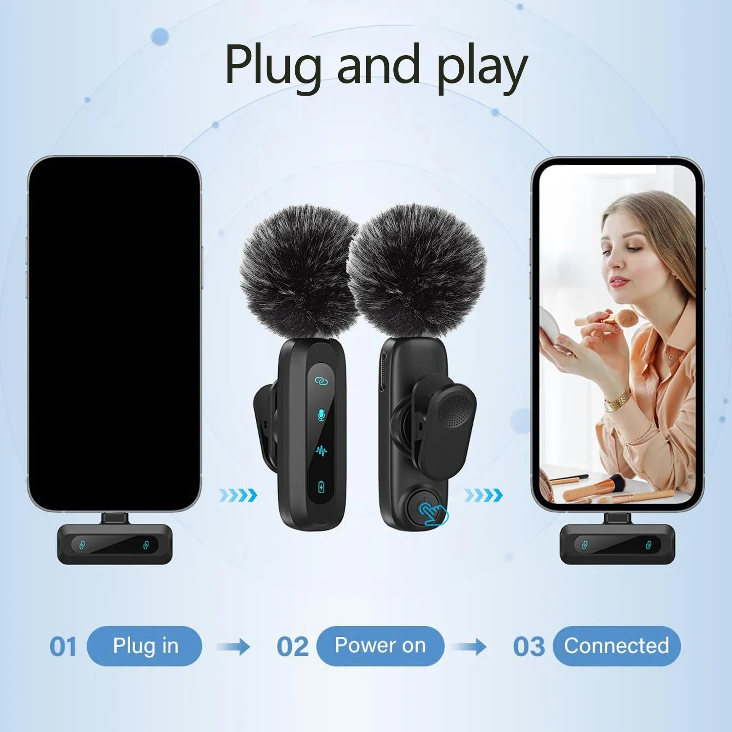 Microphone cravate sans fil en utilisation