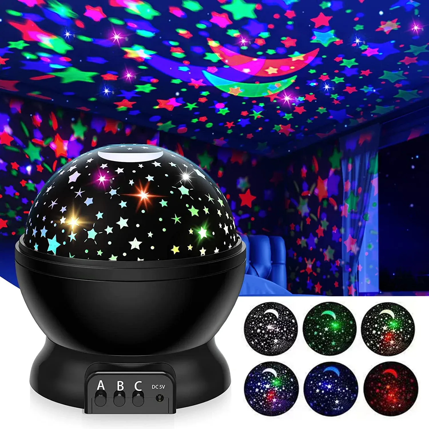Veilleuse projecteur de ciel étoilé GGbingo avec rotation, lampe de galaxie pour chambre d'enfant 1
