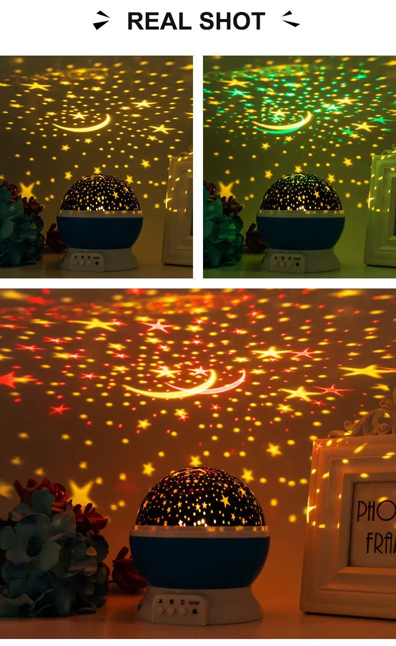 Projection d'étoiles colorées sur le mur