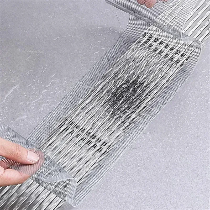 Autocollants anti-moustiques auto-adhésifs pour siphon de sol, filtre à cheveux découpable pour douche, filtre jetable pour évier de salle de bains et de cuisine 4