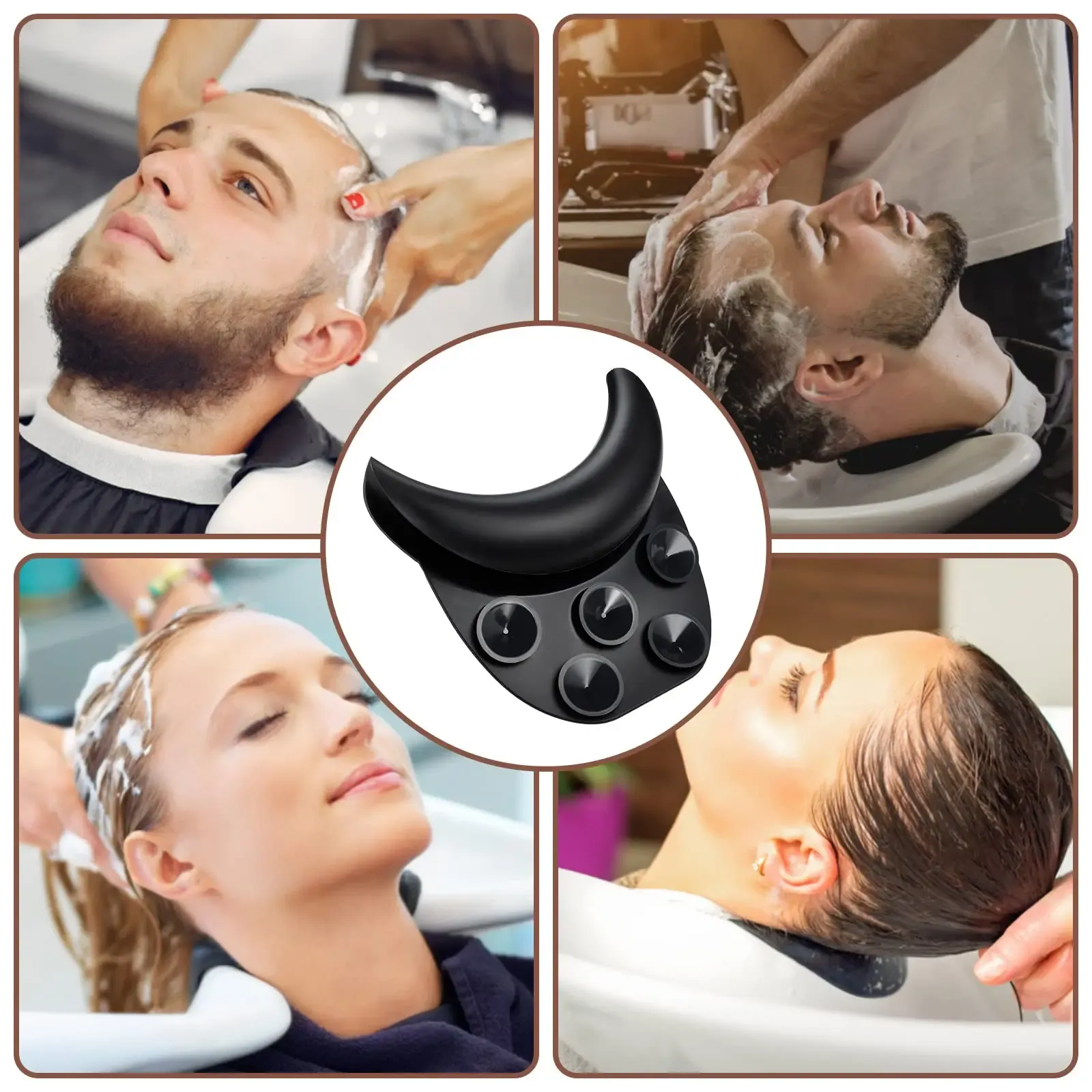 Bol de shampoing en silicone, appui-nuque, bol de shampoing antidérapant, coussin de cou, lavabo de salon, coussin de cou avec ventouses, accessoires de salon de coiffure 6