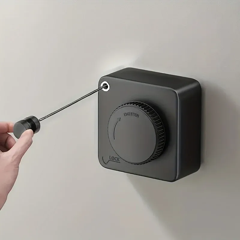 Corde à linge rétractable intérieure et extérieure à rangement dissimulé, installation avec ou sans perçage, compacte 2