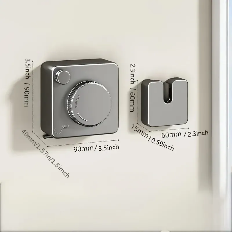 Corde à linge rétractable intérieure et extérieure à rangement dissimulé, installation avec ou sans perçage, compacte 3