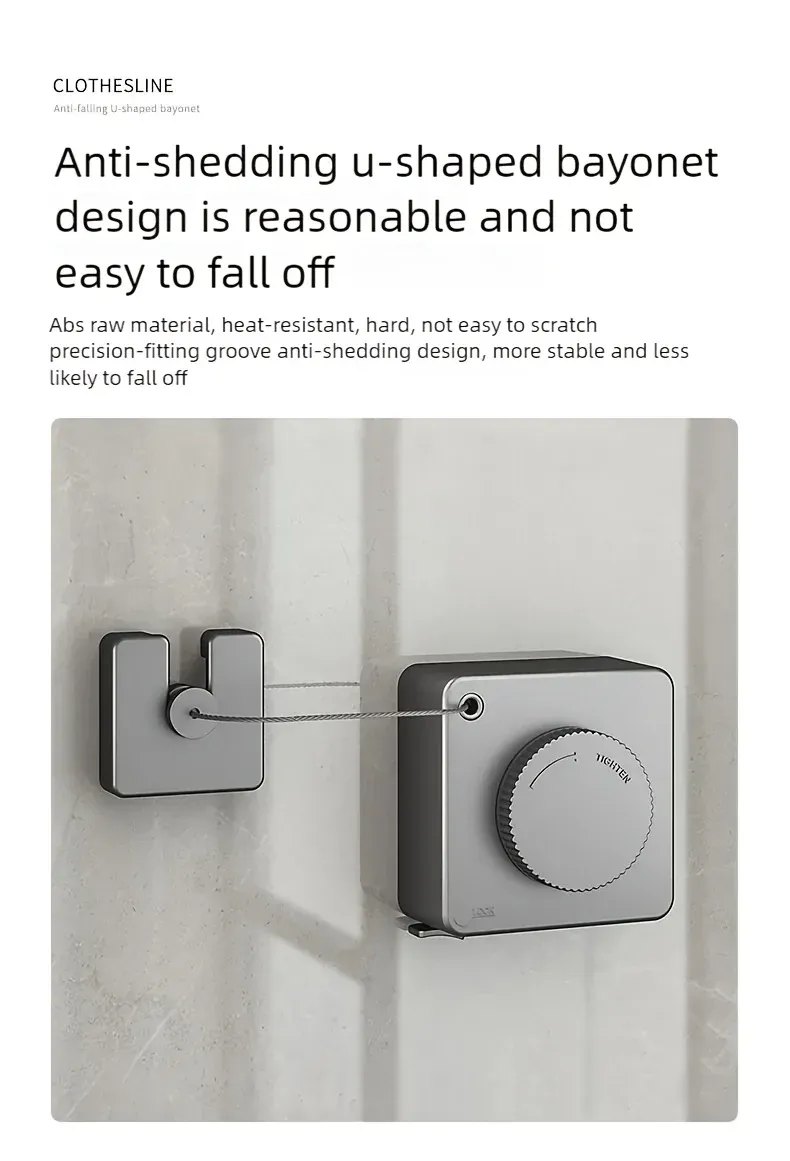 Corde à linge rétractable installée dans une salle de bain