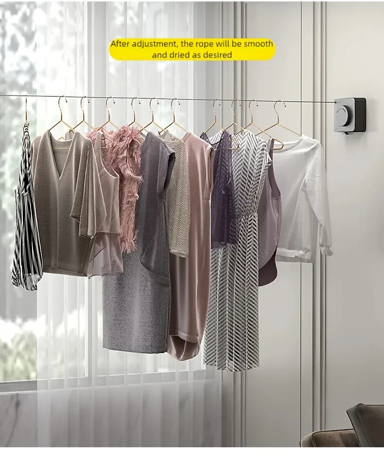 Corde à linge rétractable en situation d'usage